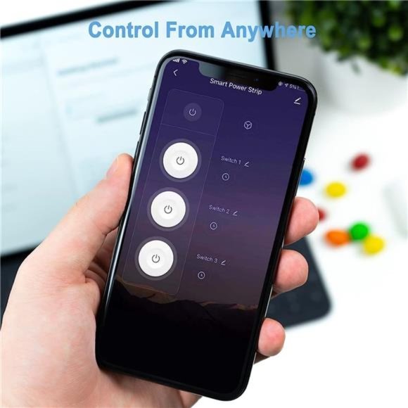 Smart Power Strip,WiFi Flat Plug Strip with 3 Smart Outlets & 3 USB Ports,6 Feet - Picture 3 of 6